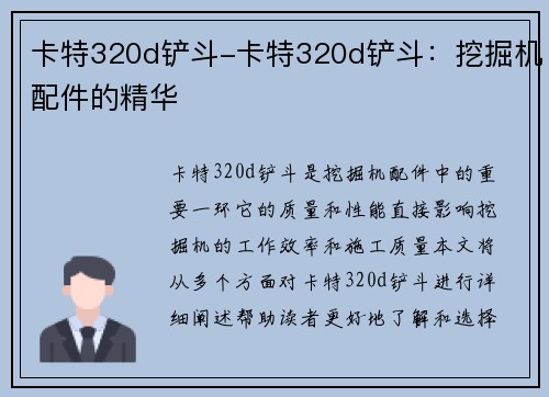 卡特320d铲斗-卡特320d铲斗：挖掘机配件的精华